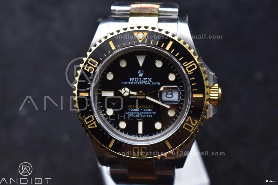 on Unisex Dial Black A2824 V Best GMF Edition Two Tone SS Sea-Dweller Bracelet 1061 YG 126603 YG SS 0729